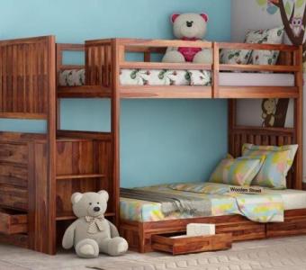 Buy Cheshire Bunk Bed With Storage (Honey Finish) Online in India at Best Price