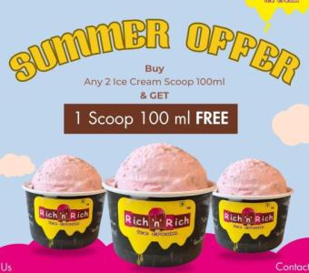 Rich N Rich Icecream Parlour , Buy 2  ice cream scoops and get 1 FREE