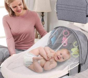 Find a built-in mosquito net with a portable infant bed for protecting your newborns