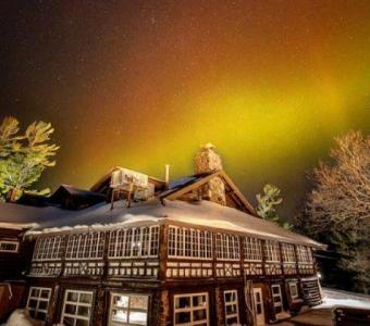 A northern lights display over copper harbor in Michigan