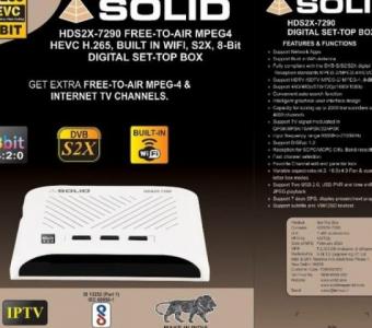 SOLID HDS2X-7290 DVB-S2X, HEVC 8bits H.265 Free-To-Air Set-Top Box