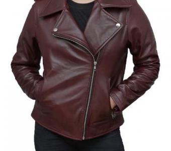 Burgundy Biker Jacket Ladies