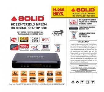 SOLID HDS2X-7272DLX S2X H.265 HD FTA Set-Top Box